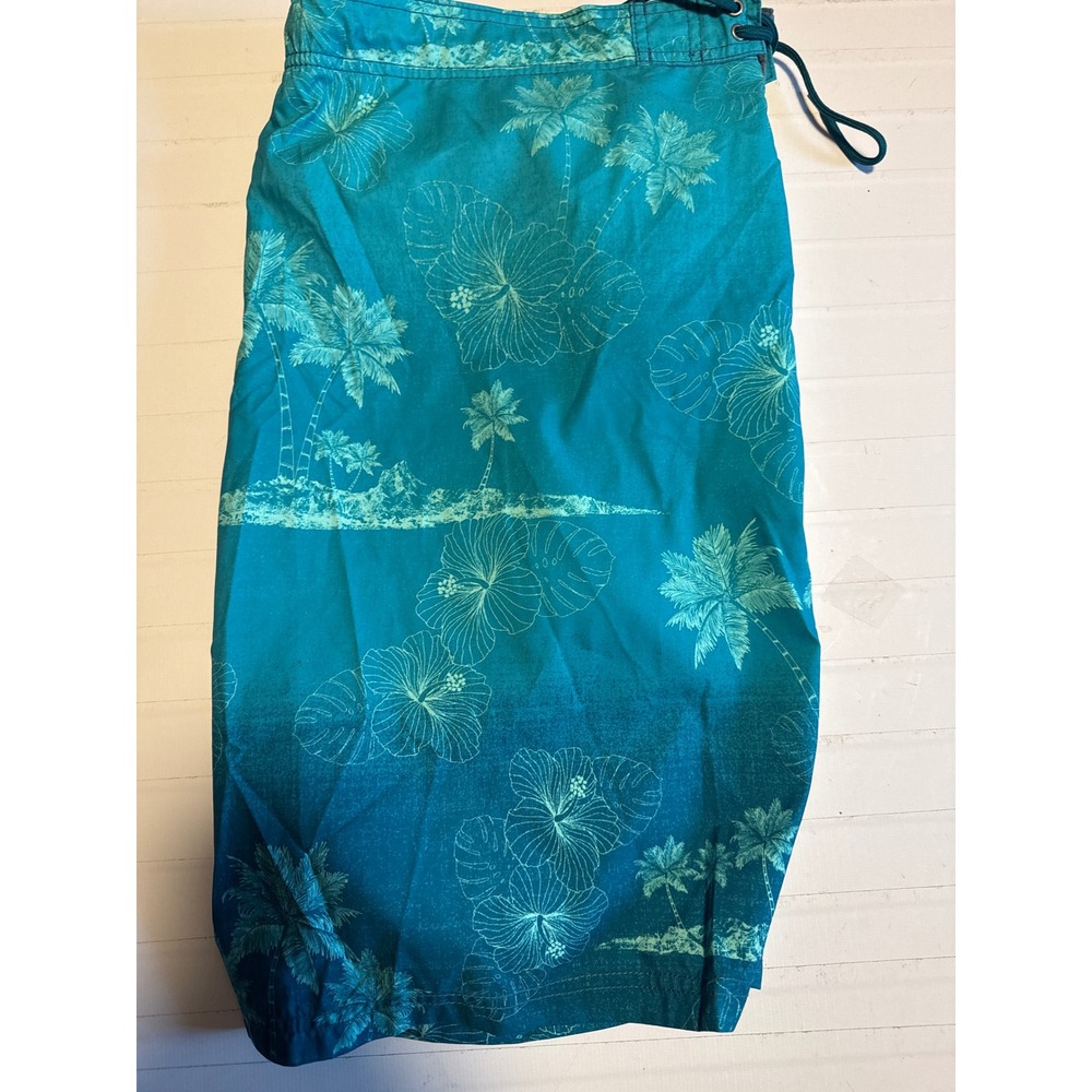 Roundtree & Yorke Swim Trunks Mens XL Teal Tropical Floral NWT Board Shorts